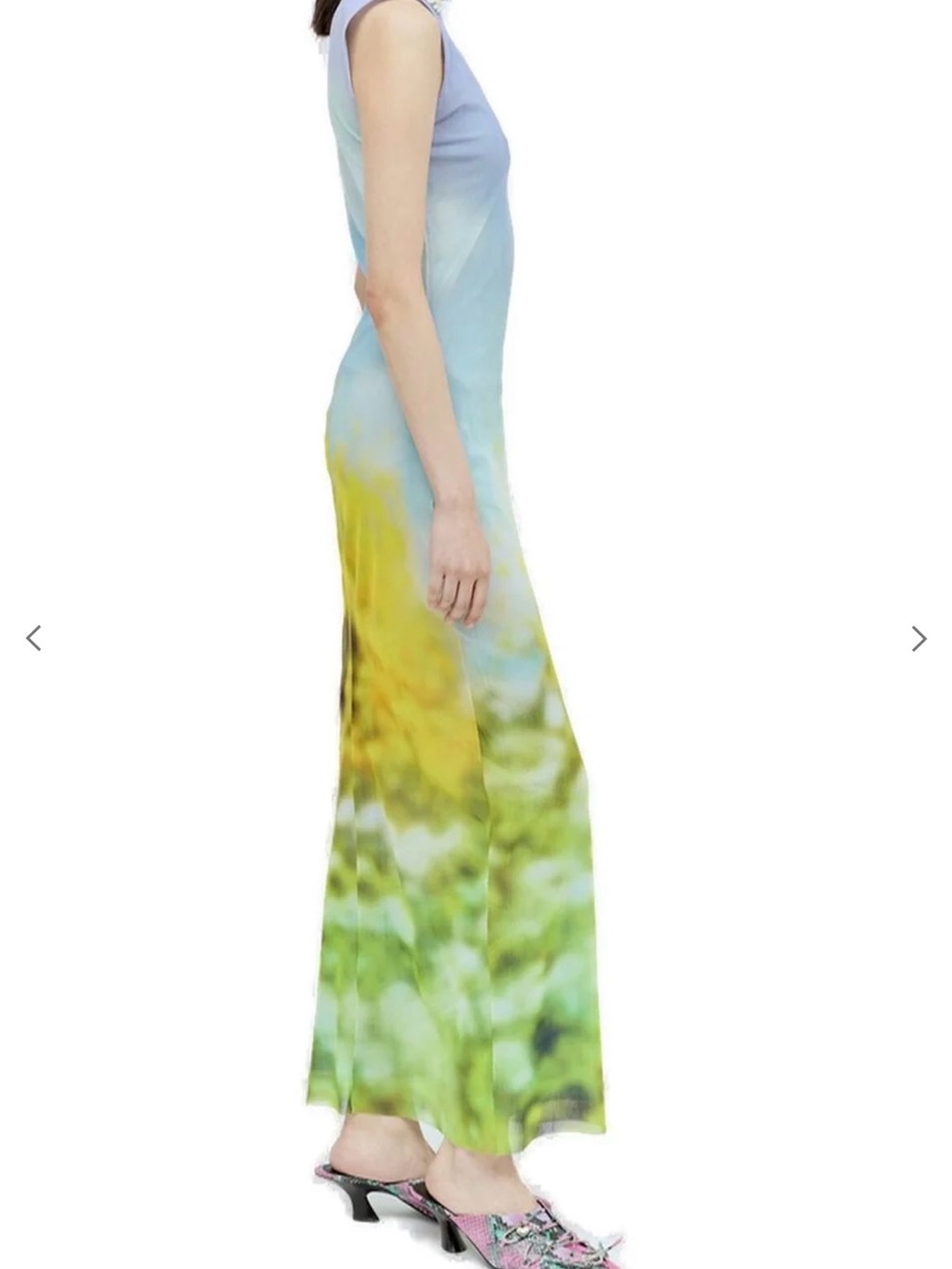 Acne Gradient Pastel Blue to Yellow Green Sleeveless Maxi Dress - Picture 3 of 10